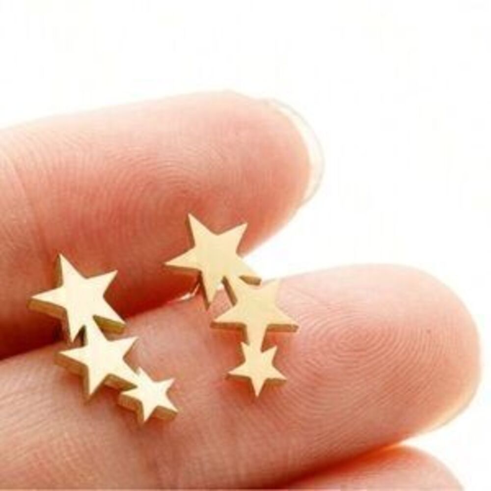 Gold Plated Star Bar Earrings Dainty Minimalist Chic